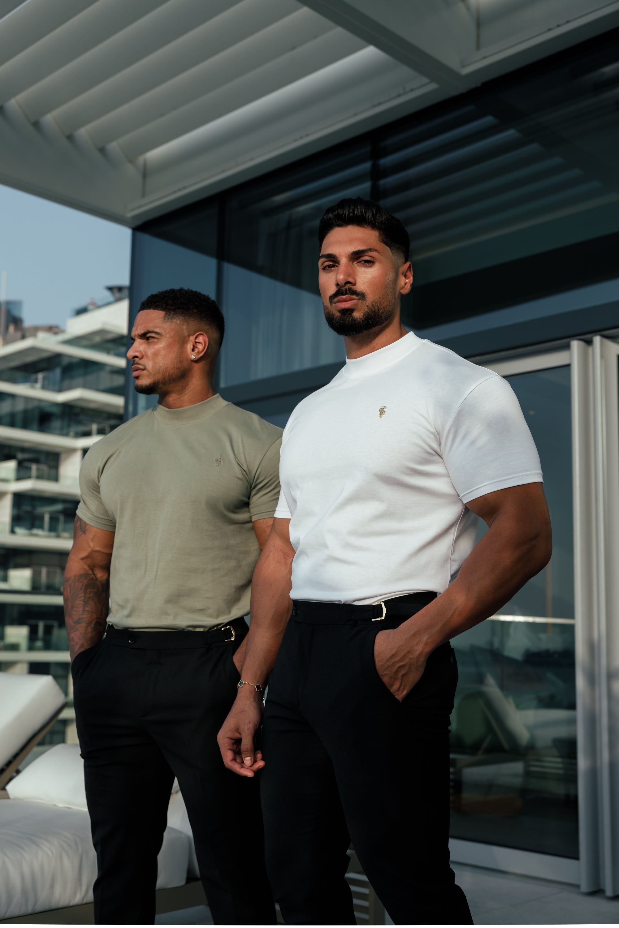 Father Sons Ribbed High Neck Crew Short Sleeve White / Gold  - FSH1006