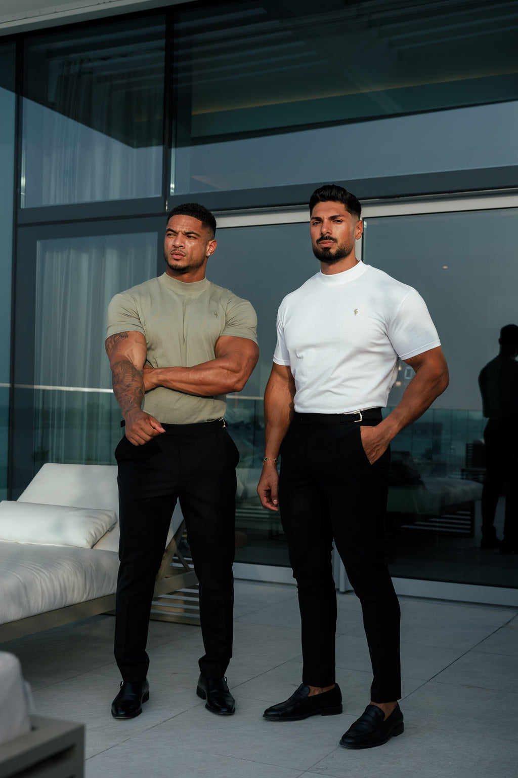 Father Sons Ribbed High Neck Crew Short Sleeve White / Gold  - FSH1006