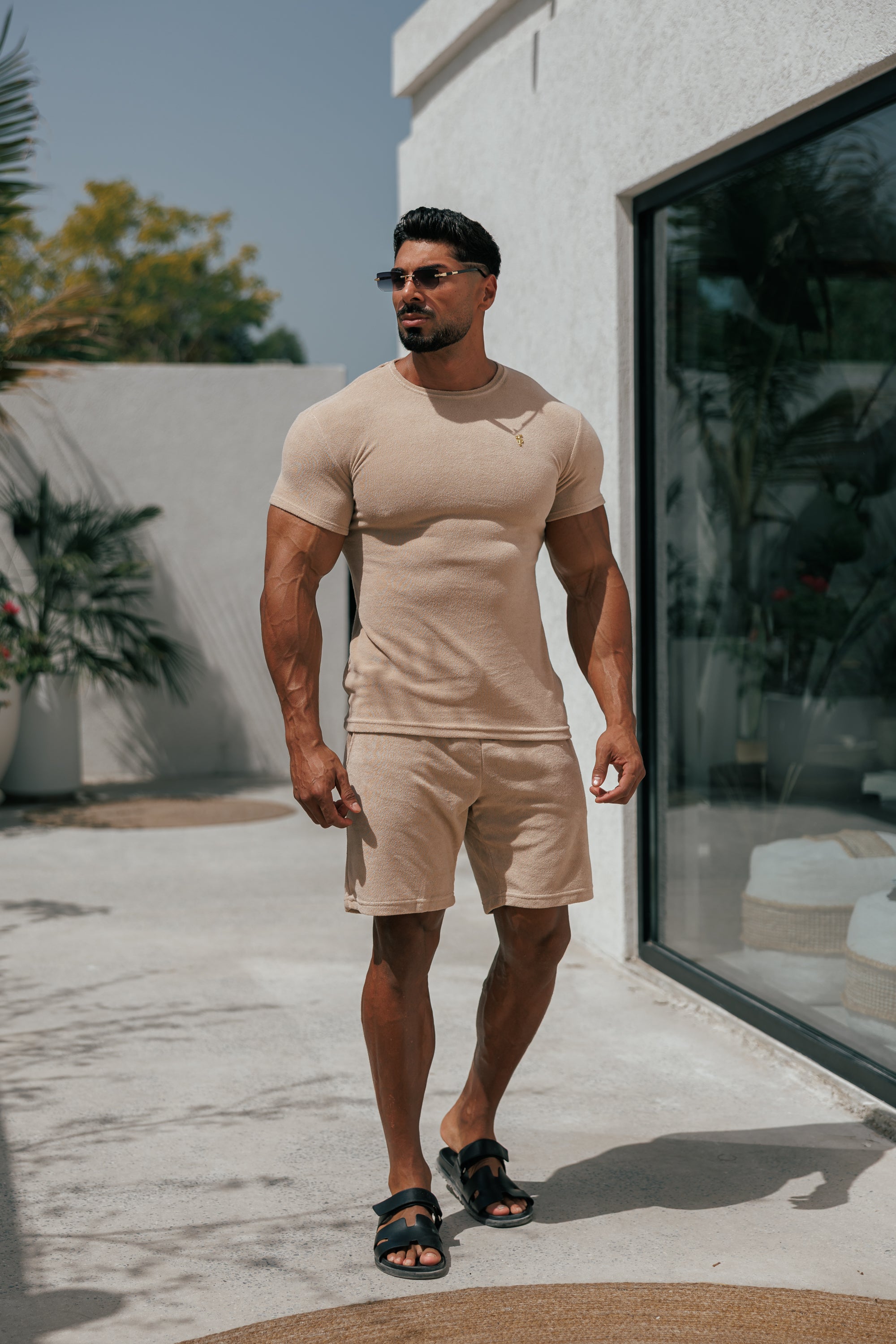 Father Sons Beige Towelling Shorts - FSTS663