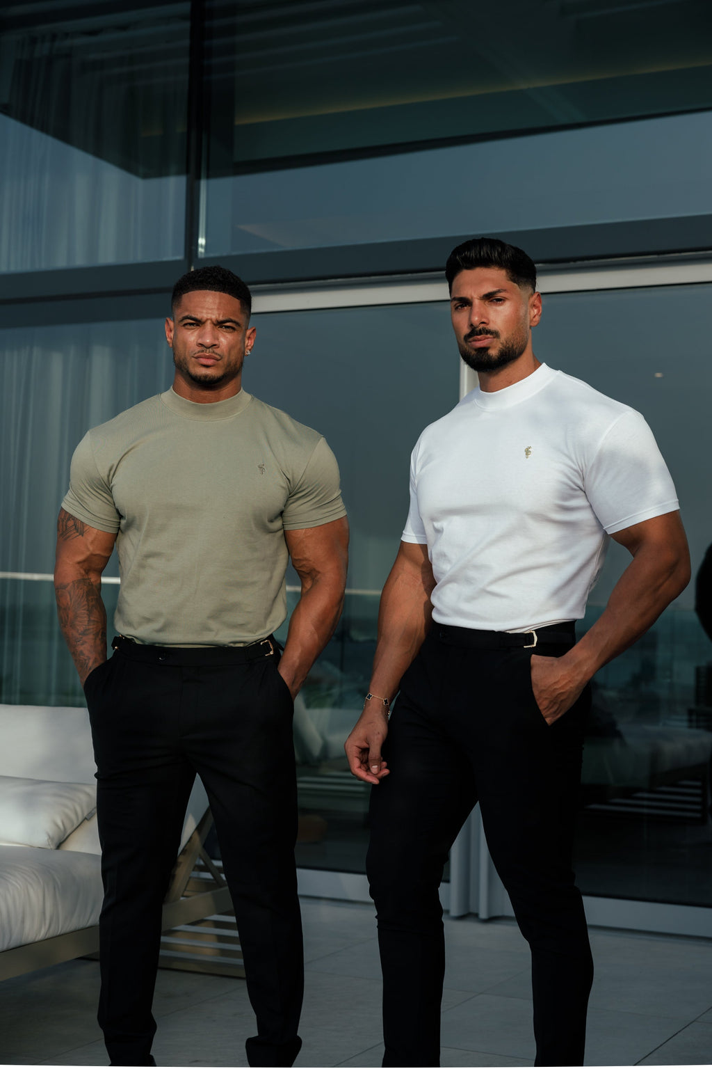 Father Sons Ribbed High Neck Crew Short Sleeve White / Gold  - FSH1006