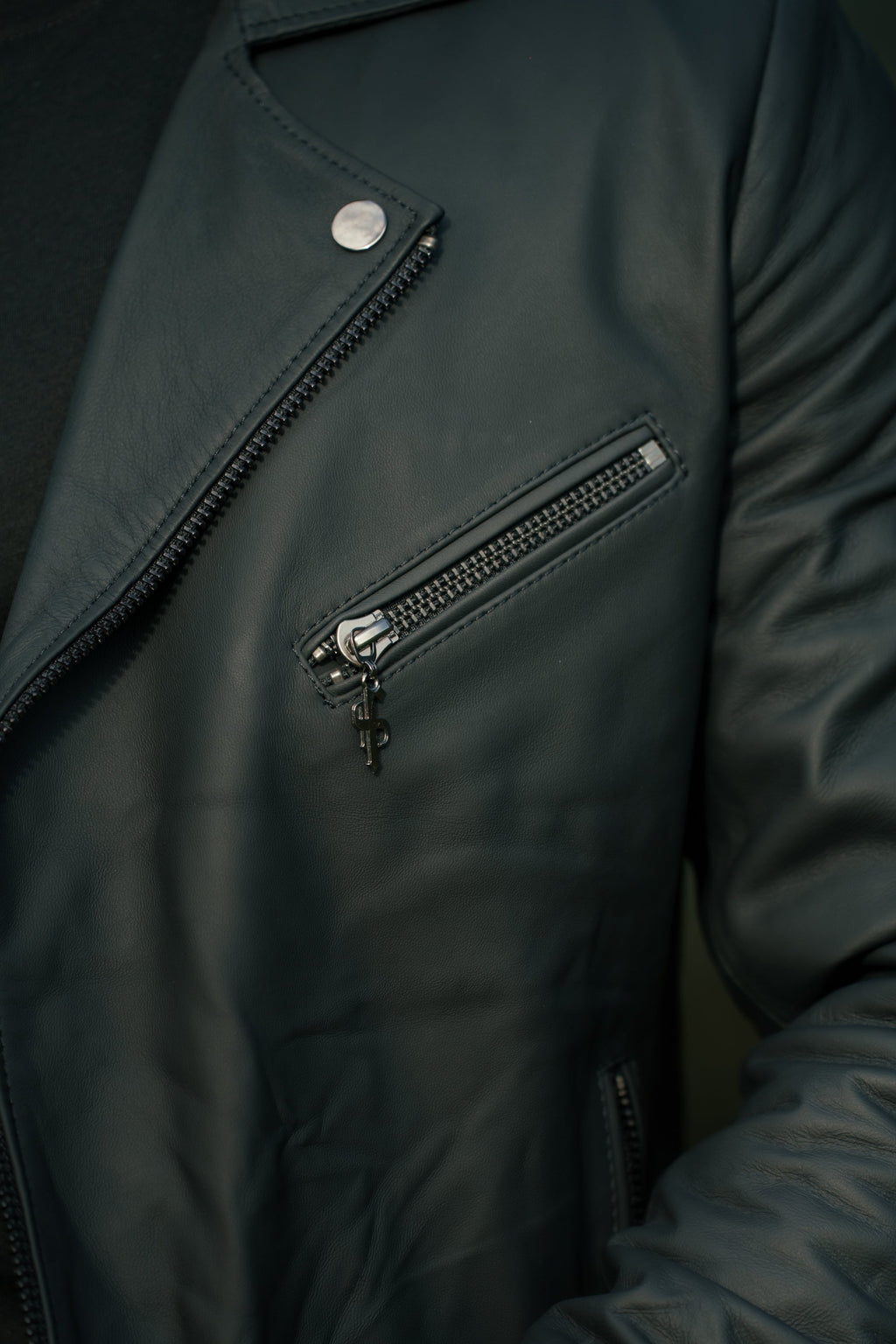 Father Sons Black Leather Jacket with Belt Detail - FSH313