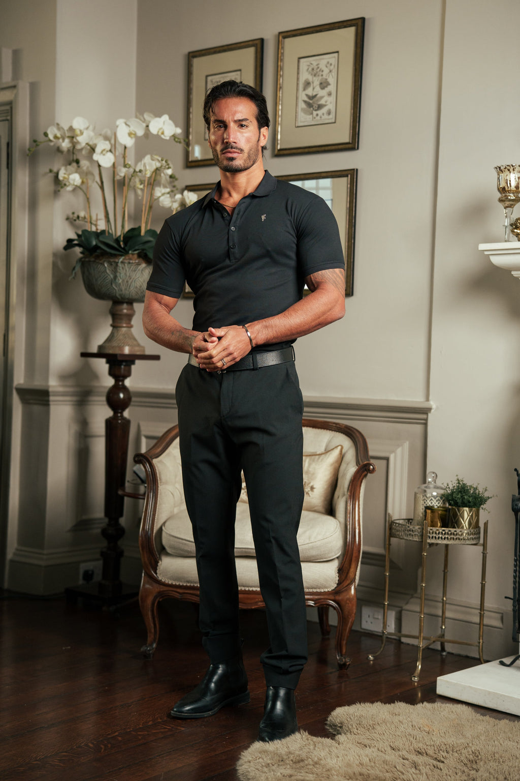 Father Sons Classic Black / Silver Polo Shirt - FSH1403