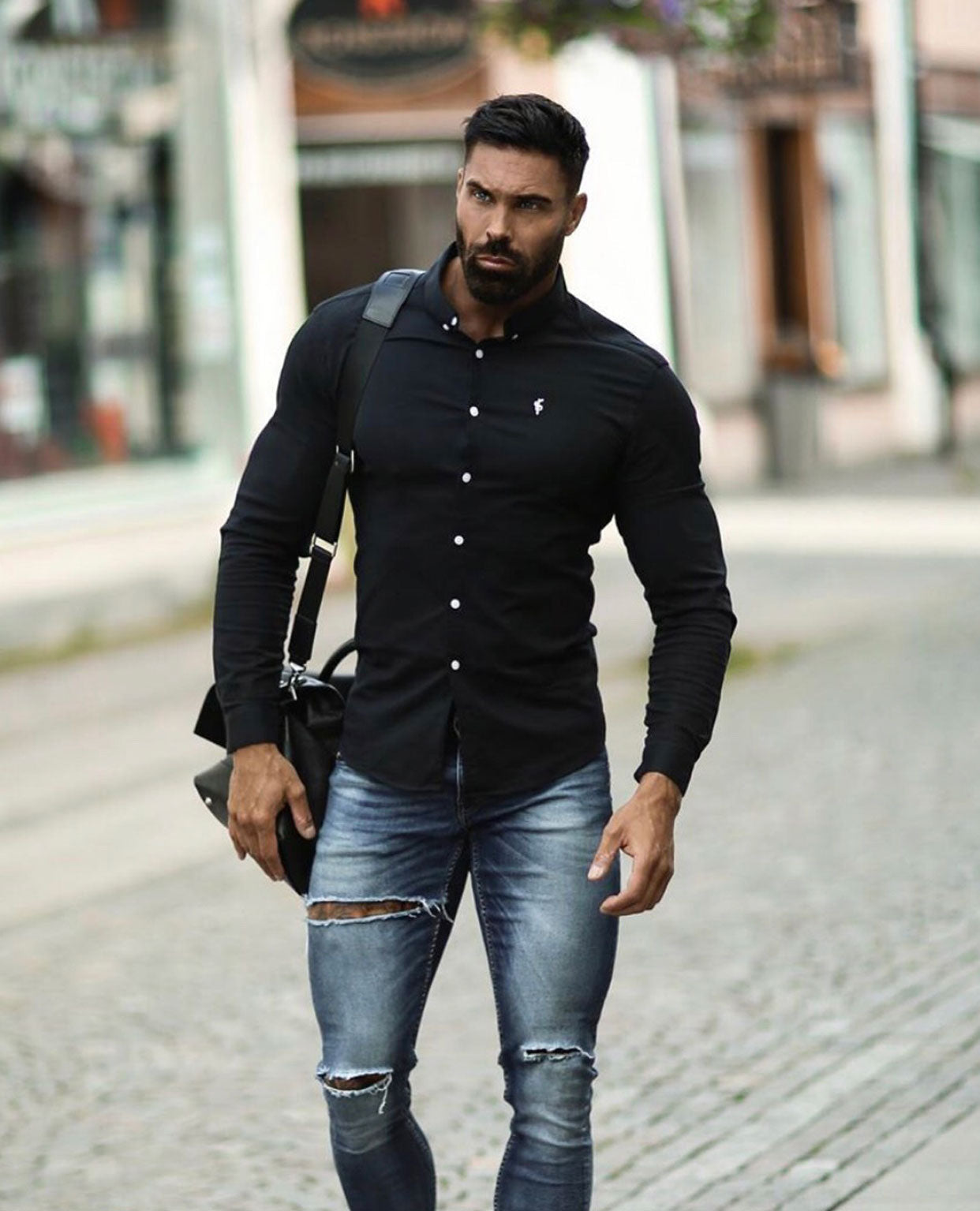 Father Sons Super Slim Stretch Classic Oxford Black - FS302