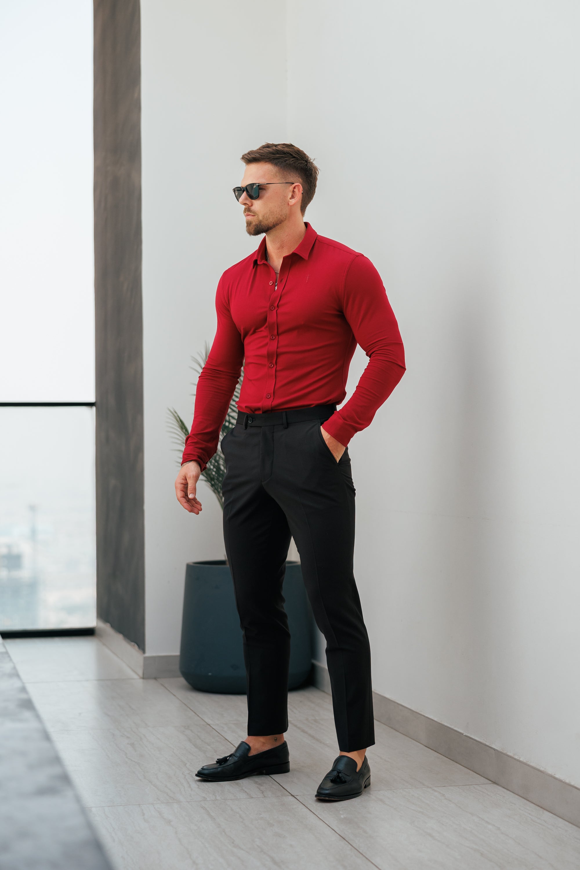 Father Sons Fitted Ox Blood Long Sleeve Jersey - FSD002