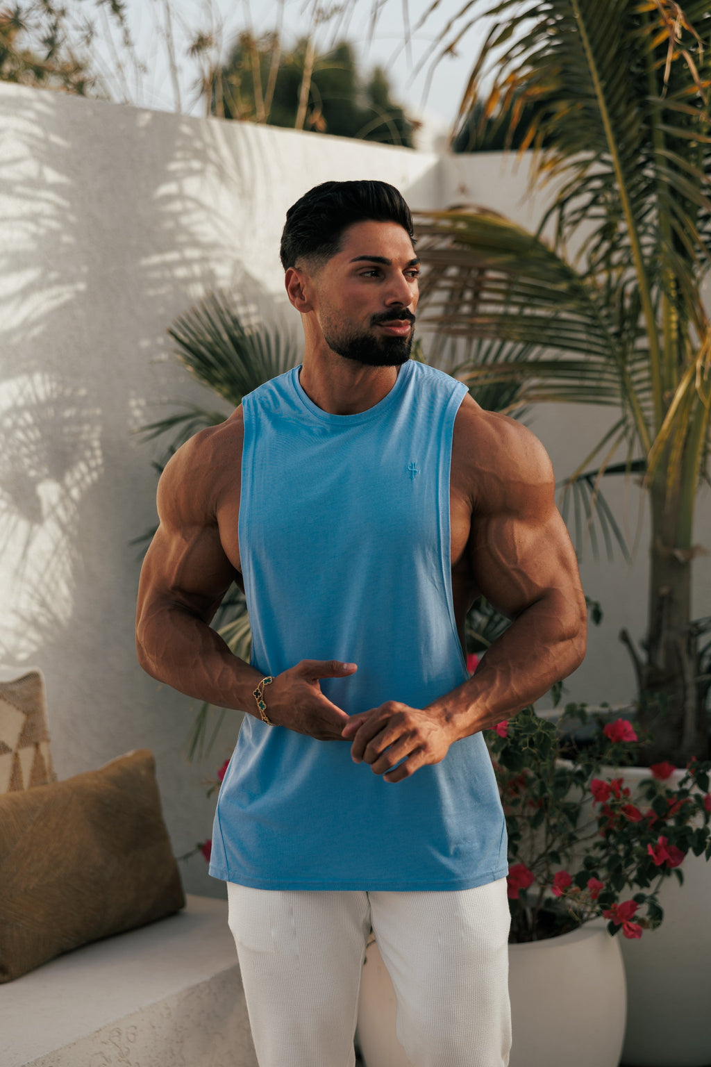 Father Sons Classic Bamboo Dropped Armhole Light Blue Vest - FSH787