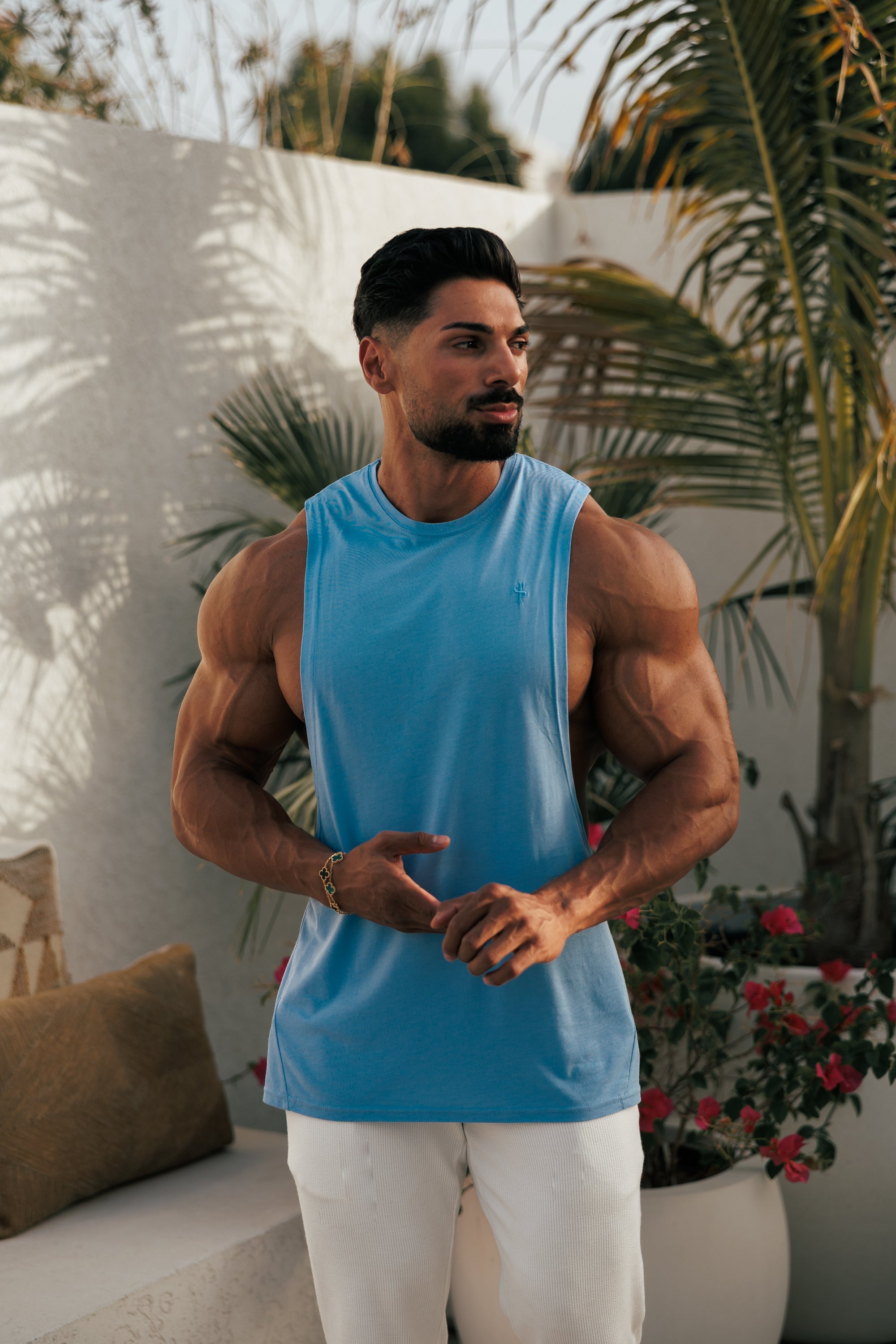 Father Sons Classic Bamboo Dropped Armhole Light Blue Vest - FSH787