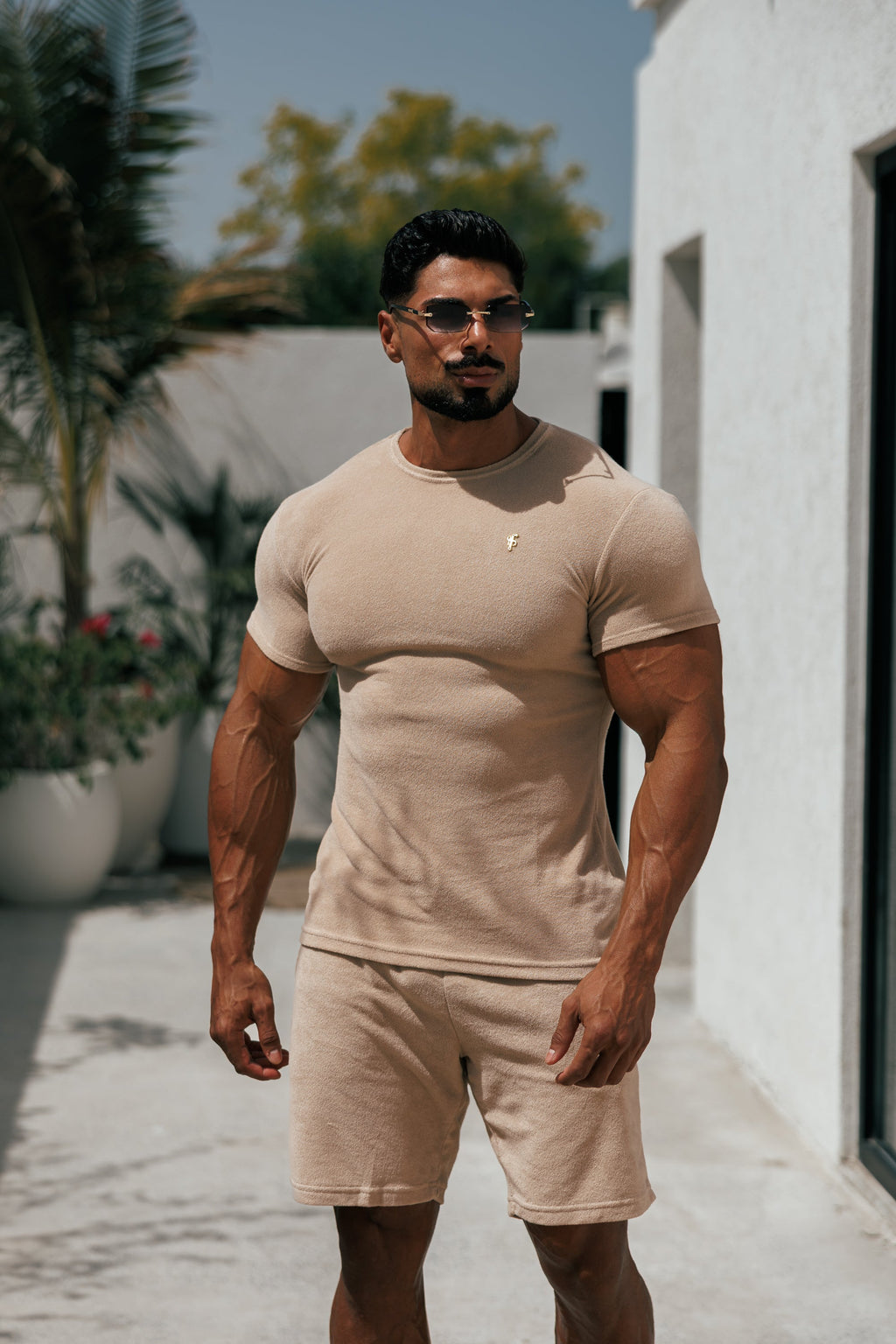 Father Sons Beige Towelling Shorts - FSTS663