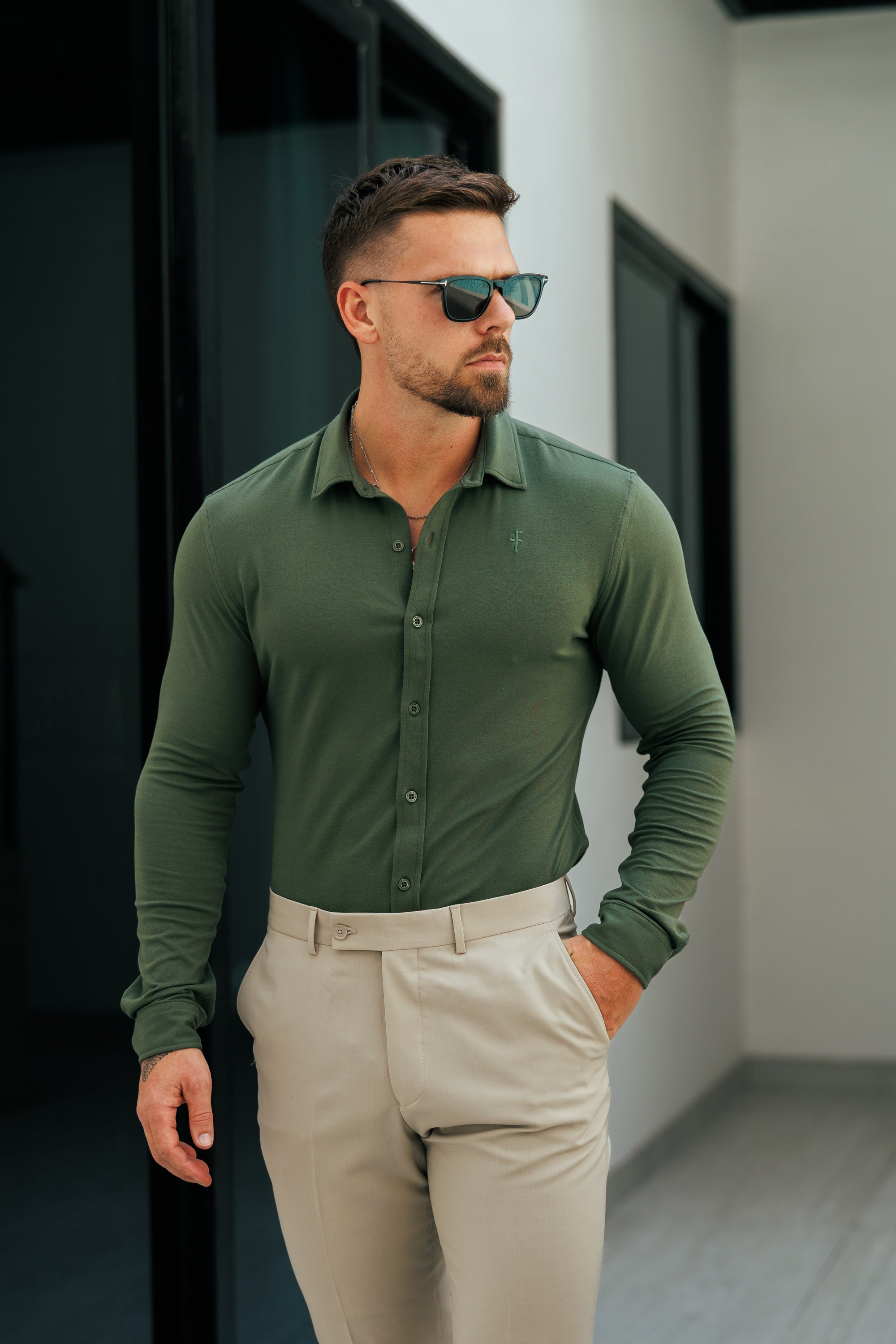 Father Sons Fitted Khaki Long Sleeve Jersey - FSD003