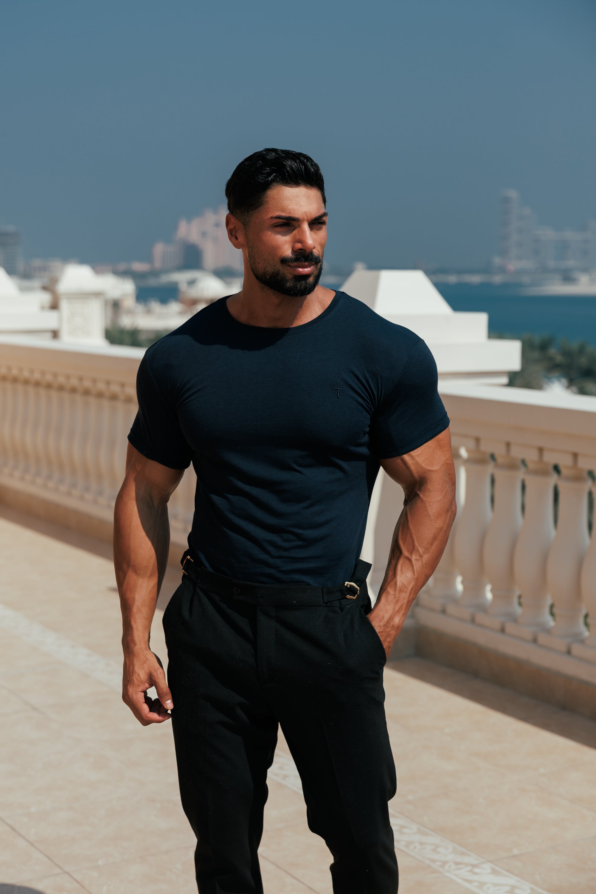 Father Sons Navy Bamboo Crew T Shirt - FSH579