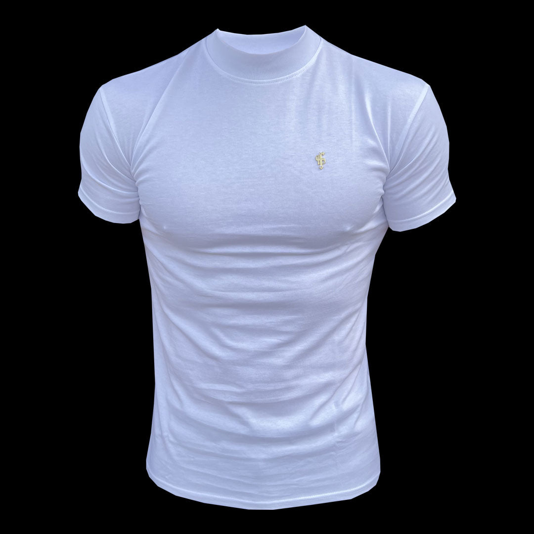 Father Sons Ribbed High Neck Crew Short Sleeve White / Gold  - FSH1006