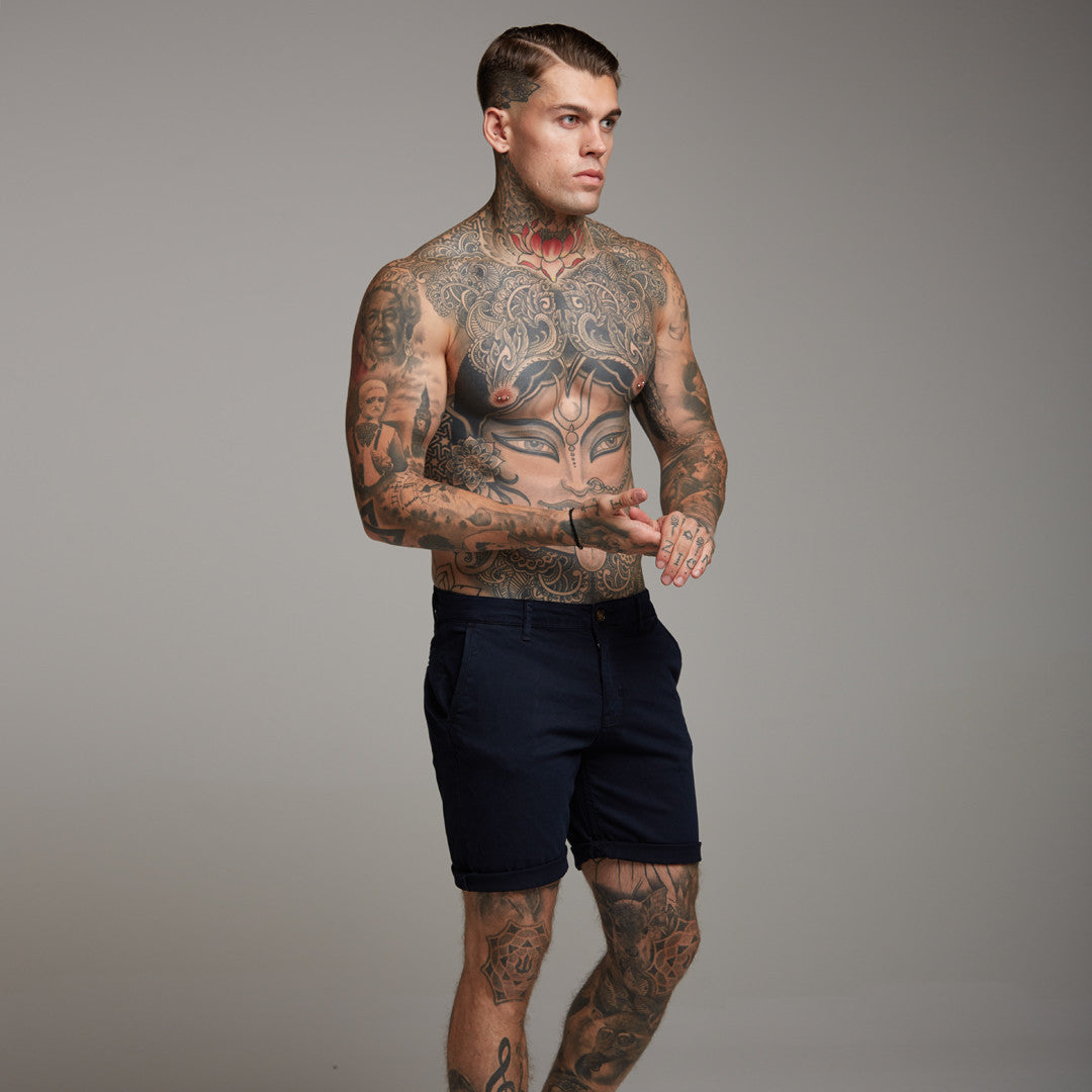 Father Sons Slim Fit Navy Chino Shorts - FSH148