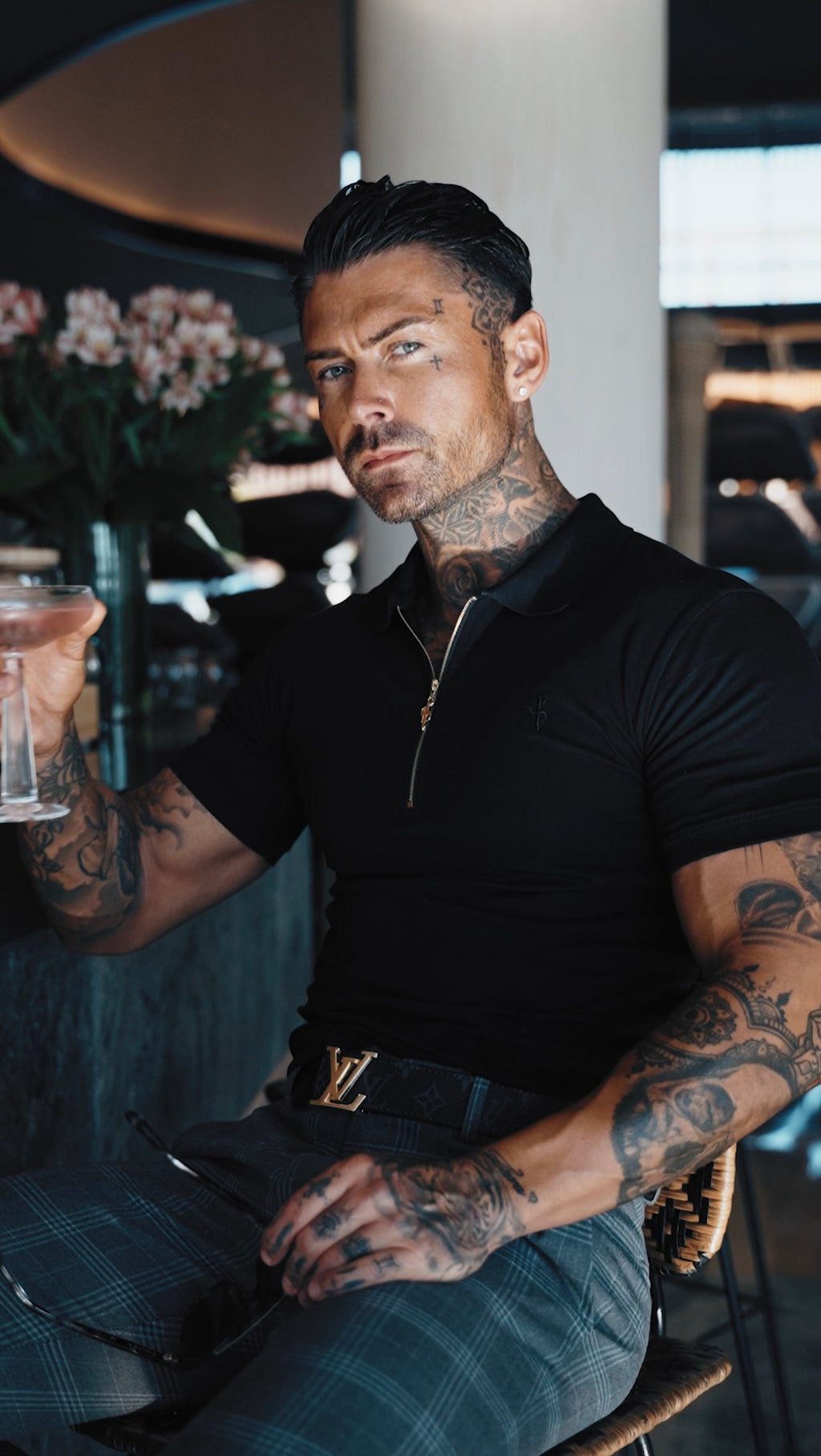 Father Sons Classic Black and Gold Zipped Polo Shirt - FSH239