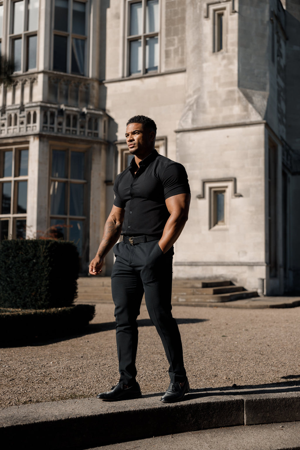 Father Sons Super Slim Scuba Black Short Sleeve Stretch - FS830