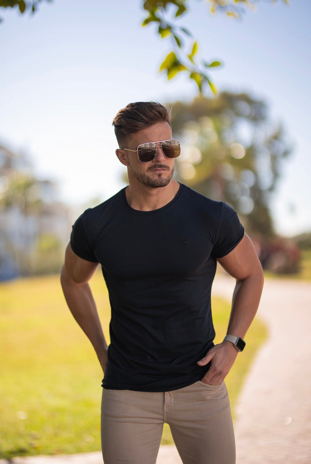 Father Sons Navy Bamboo Crew T Shirt - FSH579