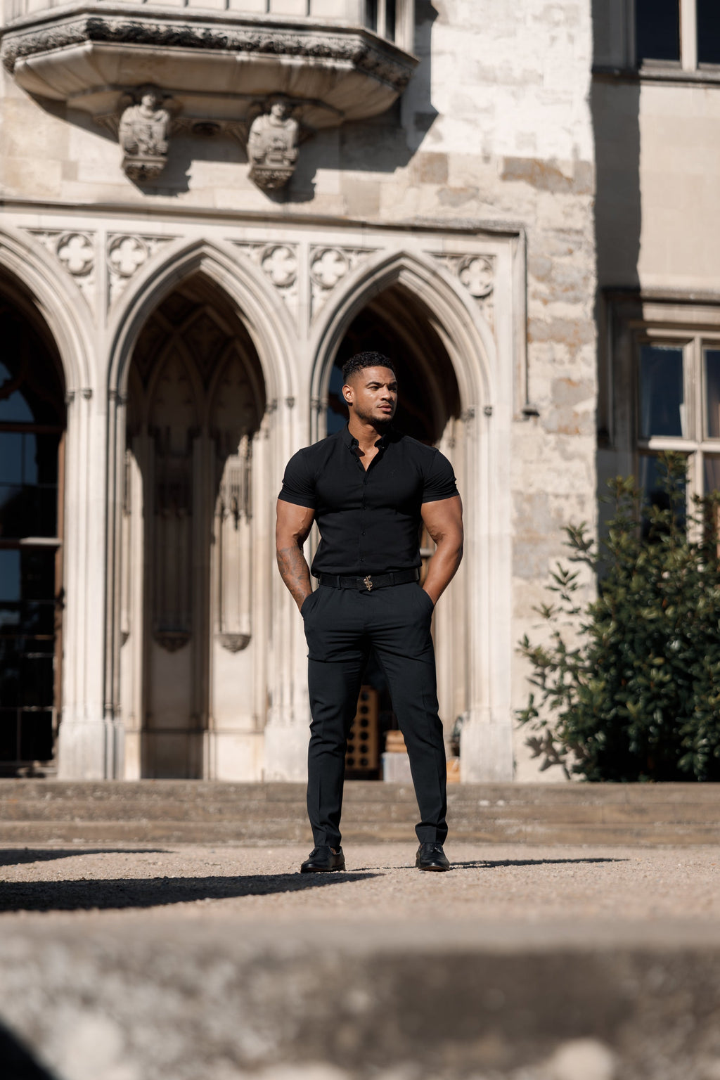 Father Sons Super Slim Scuba Black Short Sleeve Stretch - FS830